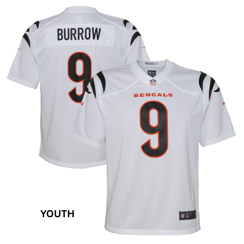 Youth White Joe Burrow Game Jersey